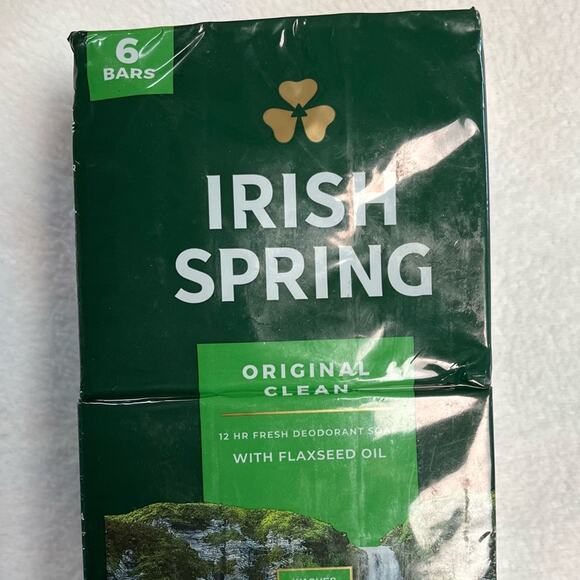 Irish Spring Deodorant Bar Soap Original Clean Flaxseed Oil 6 Pack 1.3 Lb. - Picture 6 of 8